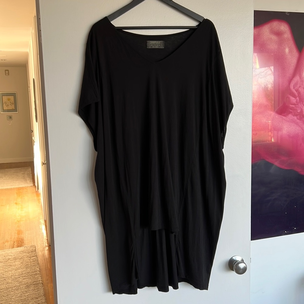 ALLSAINTS Sunrise Top Size 2, UK 6, Black Cotton Oversize shirt/dress